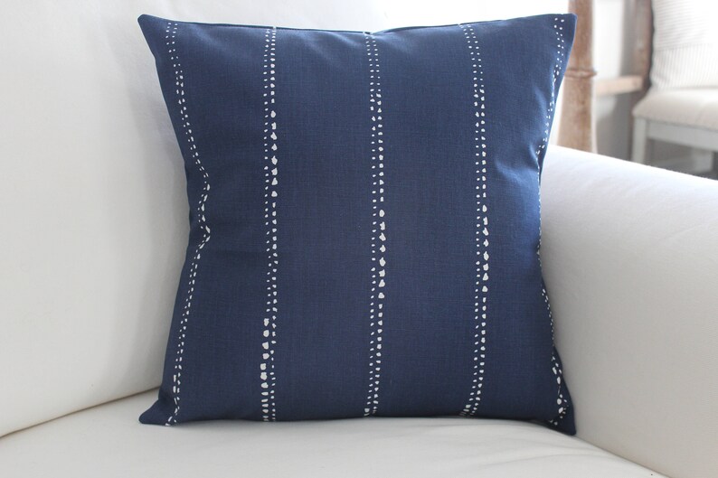 Indigo Pillow Cover Vintage Indigo Dotted Stripe Throw Etsy