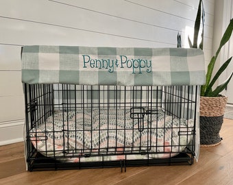 Cubierta personalizada de la caja del perro - Cubierta personalizada de la perrera del animal doméstico - Cubierta de la caja del animal doméstico de los tamaños personalizados pequeños y grandes - Cama de la caja del animal doméstico - Cubierta de la perrera del perro