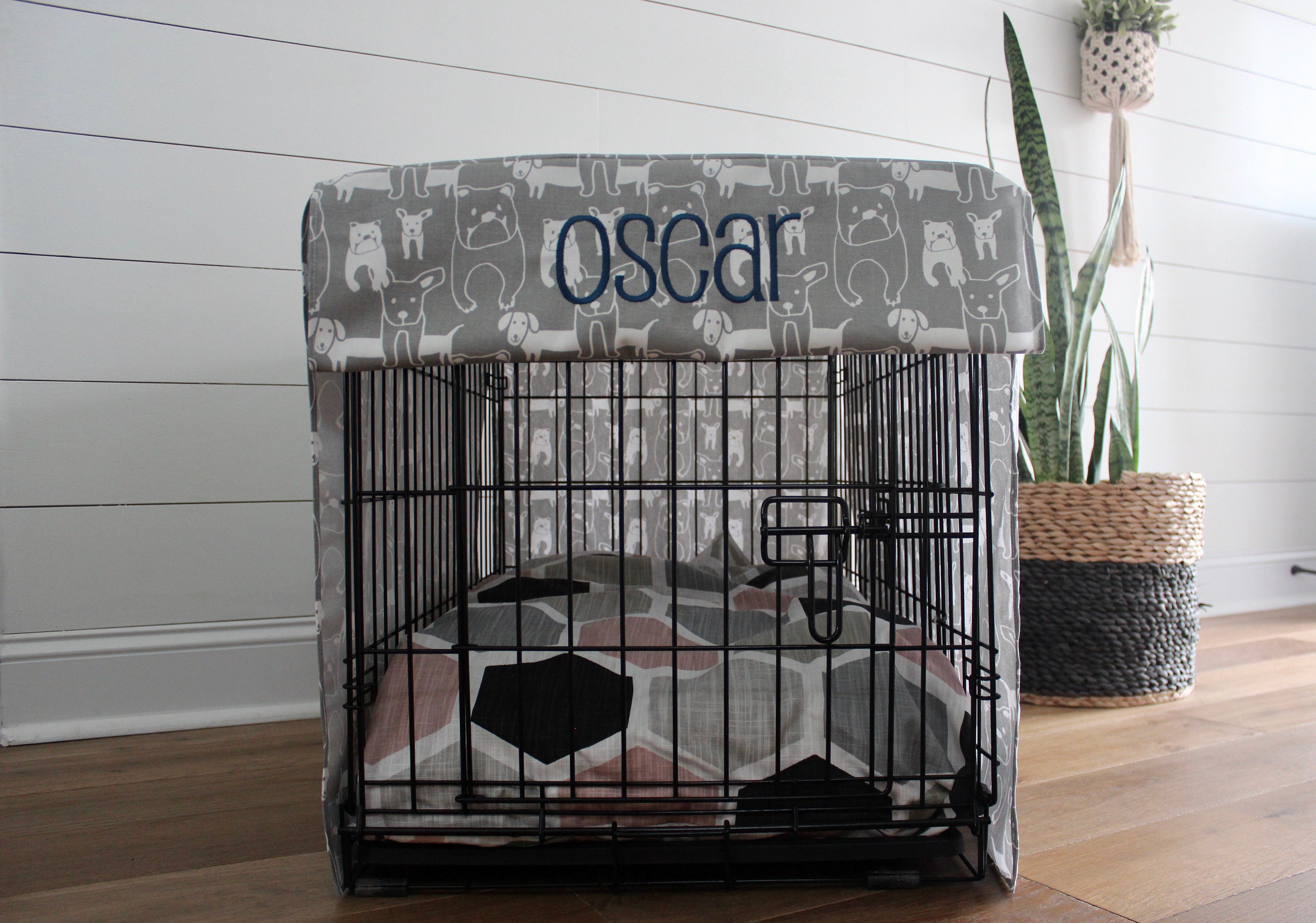 Designer Dog Crate Cover - Personalized Custom Crate Cover - Pet Kennel ...