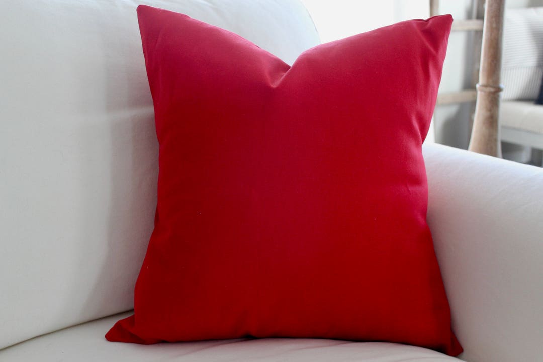 Red Pillow Cover. Solid Pillow Cover. Sofa Pillow. Red Sham Etsy