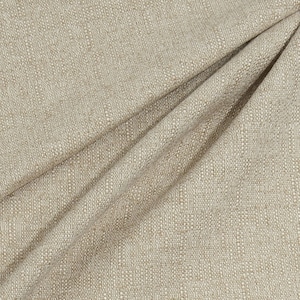 May include: Close-up of a beige fabric with a subtle textured pattern. The fabric has a slightly rough, linen-like feel.