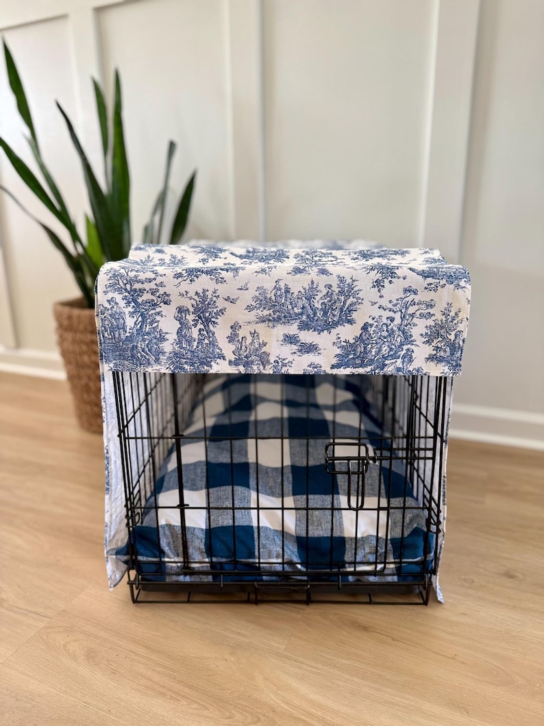 Image showcasing Toile Custom Dog Crate Cover - Personalized Custom Pet Kennel Cover ...