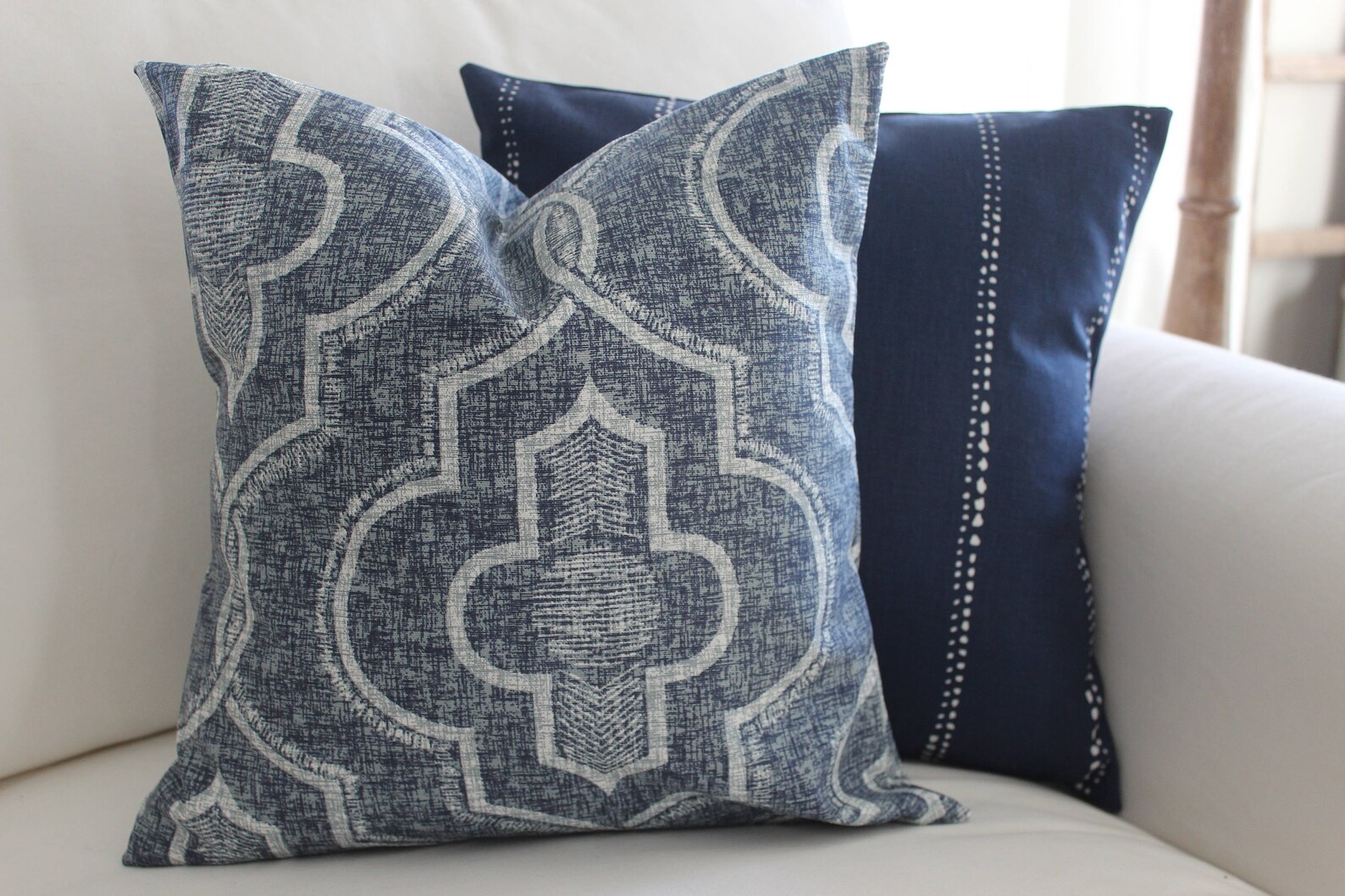 Vintage Indigo Pillow Cover Faded Damask Newport Indigo and Etsy