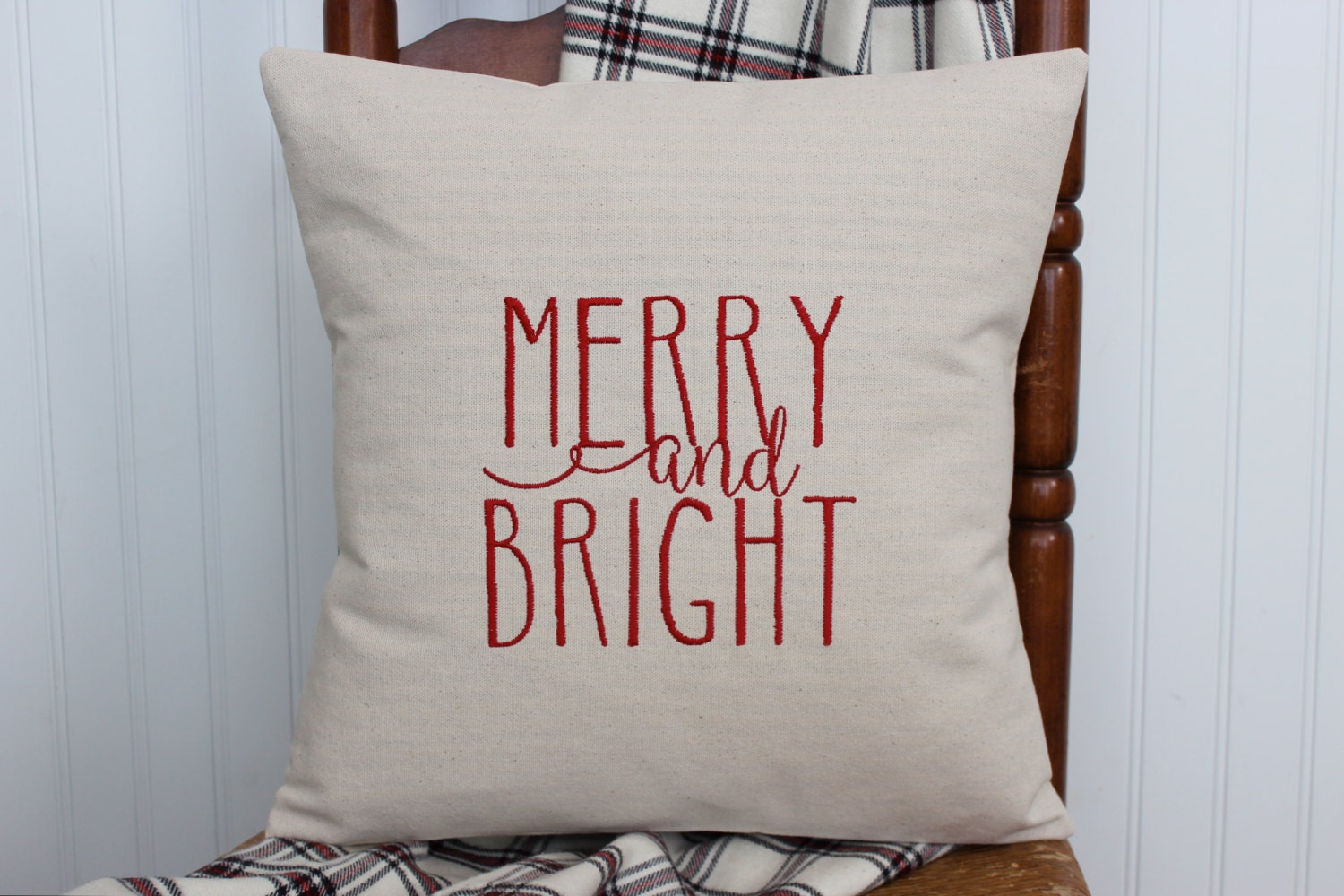 Merry and Bright Pillow Cover Country Christmas Rae Dunn Etsy