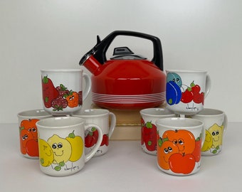 Vintage - Nancy Lynn Design - Tazas de cerámica de estilo antropomórfico de 8 unidades - Década de 1970