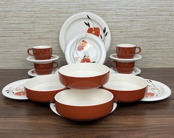 Vintage Mikasa Complementos de Color Vajilla "Charisma" Para 4 Comensales - Años 70