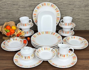 Vintage Noritake Progression "Mardi Gras" Patrón - Juego de vajilla de 20 piezas para 4 personas, además de piezas para servir, servilleteros