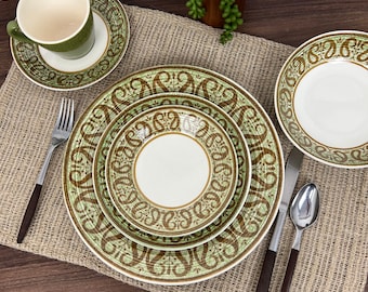 Vintage Royal China RYL4 Royal Pattern Dinnerware Service para 6 comensales, además de piezas para servir - Made in USA