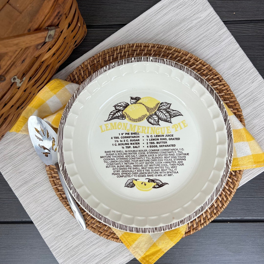 Vintage Ceramic Lemon Meringue Pie Plate With Recipe and Etsy