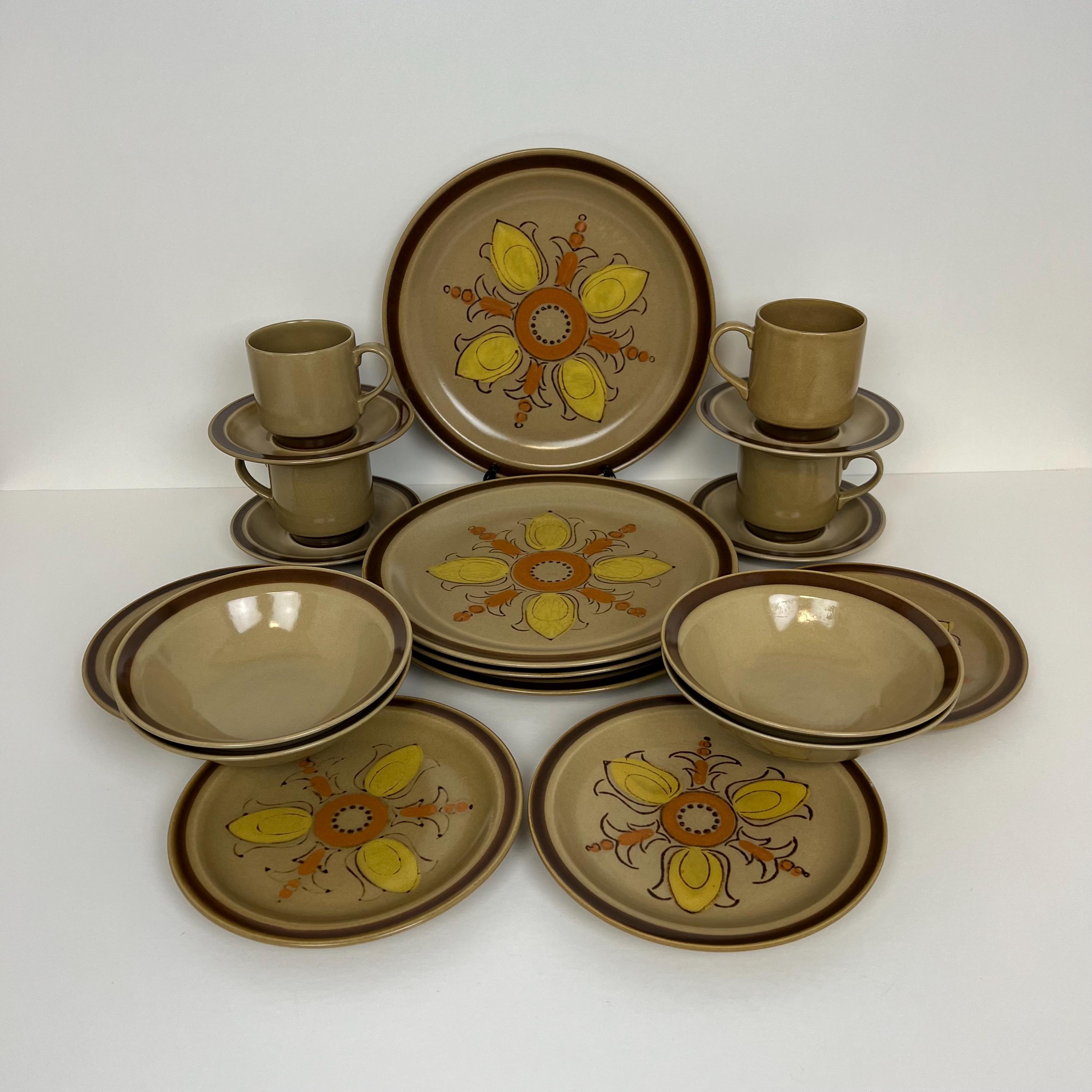 Vintage Hearthside Stoneware, Fleur De Lis Pattern Hand Painted