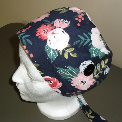 Scrub Cap With Buttons Etsy