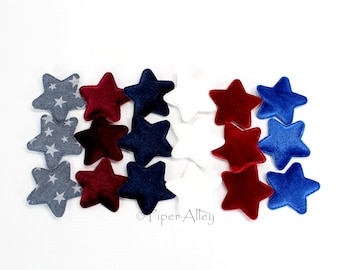 5-Pack, Iron on Navy Blue 1.5 Star Applique Patch
