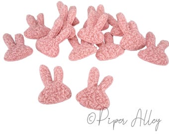 Plush Rabbit Applique 6 pk | Soft Fuzzy Pink Easter Bunny | Small 2.25 inch | Bow Craft Supplies