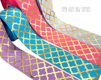 Princess Hair Bow Ribbon Metallic Gold 2.25" Wide 5 yards | Blue Purple Pink