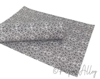 Spooky Spiderweb Faux Leather Fabric Sheet | 8x11 inch Halloween Black Webs | DIY Bow Making Craft Supplies | White Felt Knit Back