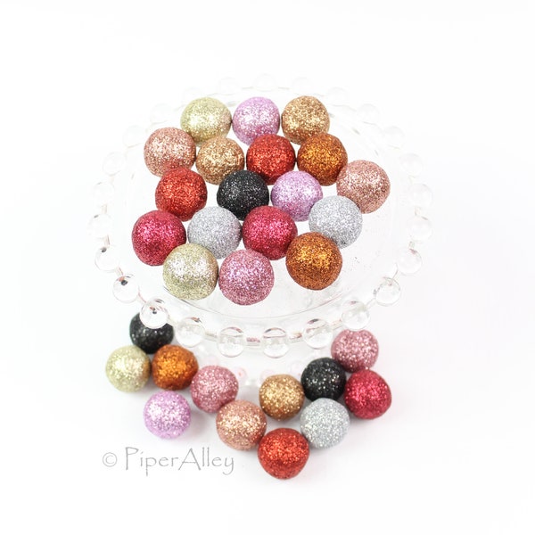 Glitter Felt Balls, Wool Felt Ball, Set of 3 or 10, sizes 10mm, 15mm or 20mm, DIY Craft Supplies, Garland Balls