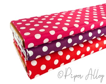 Medium Dot Fabric |  Riley Blake | Pink Purple Coral | 100% Quilting Cotton
