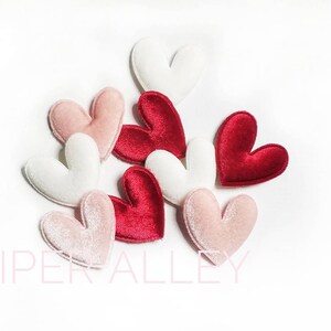 Velvet Hearts Padded Applique 3 or 8 ct | Red Pink White | 1.75 inch