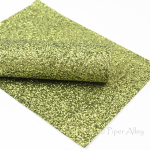 WILLOW GREEN Chunky Glitter Sheet | Fall Color Sparkle Fabric | 8x11 inch | DIY Christmas Olive Green Bow Making
