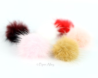 Mini Fur POM POM 6 pc | Small Bunny Tail | Choose Color White, Pink, Red