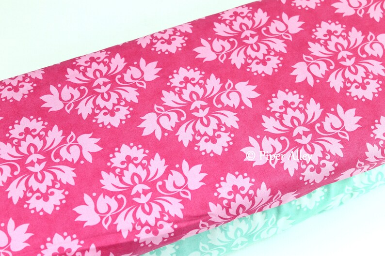 Cotton Fabric Hot Pink Damask Diamond On White By Moda Me & Etsy