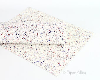 SPARKLER Chunky Glitter Fabric Sheet | Red White Blue 4th of July | White Knit Back | 8x11 inch | DIY Faux Leather