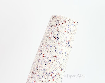 SPARKLER Chunky Glitter Fabric Sheet | Red White Blue | 8x11 inch | DIY Faux Leather
