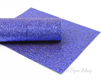 Royal Blue Chunky Glitter Fabric Sheet | 8x11 inch | Matching Blue Canvas Back | DIY Faux Leather | DUET