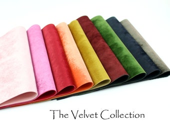 The VELVET Collection, Velvet Fabric Sheets, Soft with Rich Color, 8 x 11, Pink, Red, Black, Blue, Orange, Brown, Green