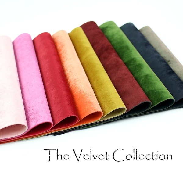 The VELVET Collection, Velvet Fabric Sheets, Soft with Rich Color, 8 x 11, Pink, Red, Black, Blue, Orange, Brown, Green