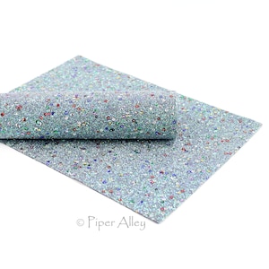 VINTAGE CHRISTMAS TREE Chunky Glitter Fabric Sheet | Green Glitter Multi Color Sequins | 8 x 11 inch | Spandex Back