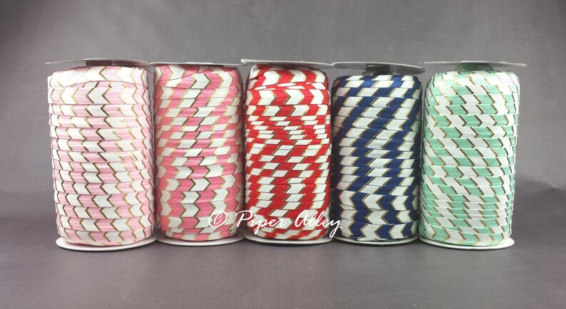 DIY Headband Supplies Gold Foil Chevron 5 yards Metallic Gold /& White Shocking Pink FOE Wide Arrow Elastic- 58 Fold Over Elastic