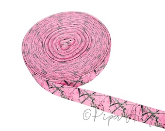 Pink Camo Ribbon 5 Yards | Real Look Tree Camouflage Print | 7/8" Grosgrain | DIY Bow Making