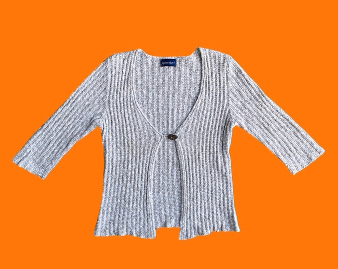 00's Vintage Oatmeal Knit 3/4 Sleeve Y2k Open Cardigan Etsy