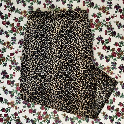 90's vintage velvet leopard print high waisted high shops slit maxi skirt SMALL Joule