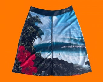 90's 00's vintage tropische oceaangolf bloemenhibiscus fotoprint y2k rok XS Aaron chang