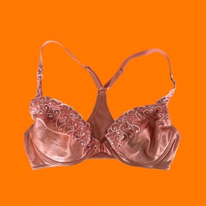 00's Vintage Satin Peach Coral Mesh Lace Embroidered Racerback Y2k