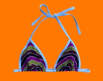 00's vintage groovy earthy chevron striped y2k triangle string bikini top LARGE victoria's secret