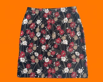 Jaren 90 vintage groovy bloemenprint minirok met hoge taille LARGE XL a. bijer