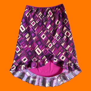 00's vintage groovy purple minimalist going out asymmetrical y2k skirt LARGE studio Soleil