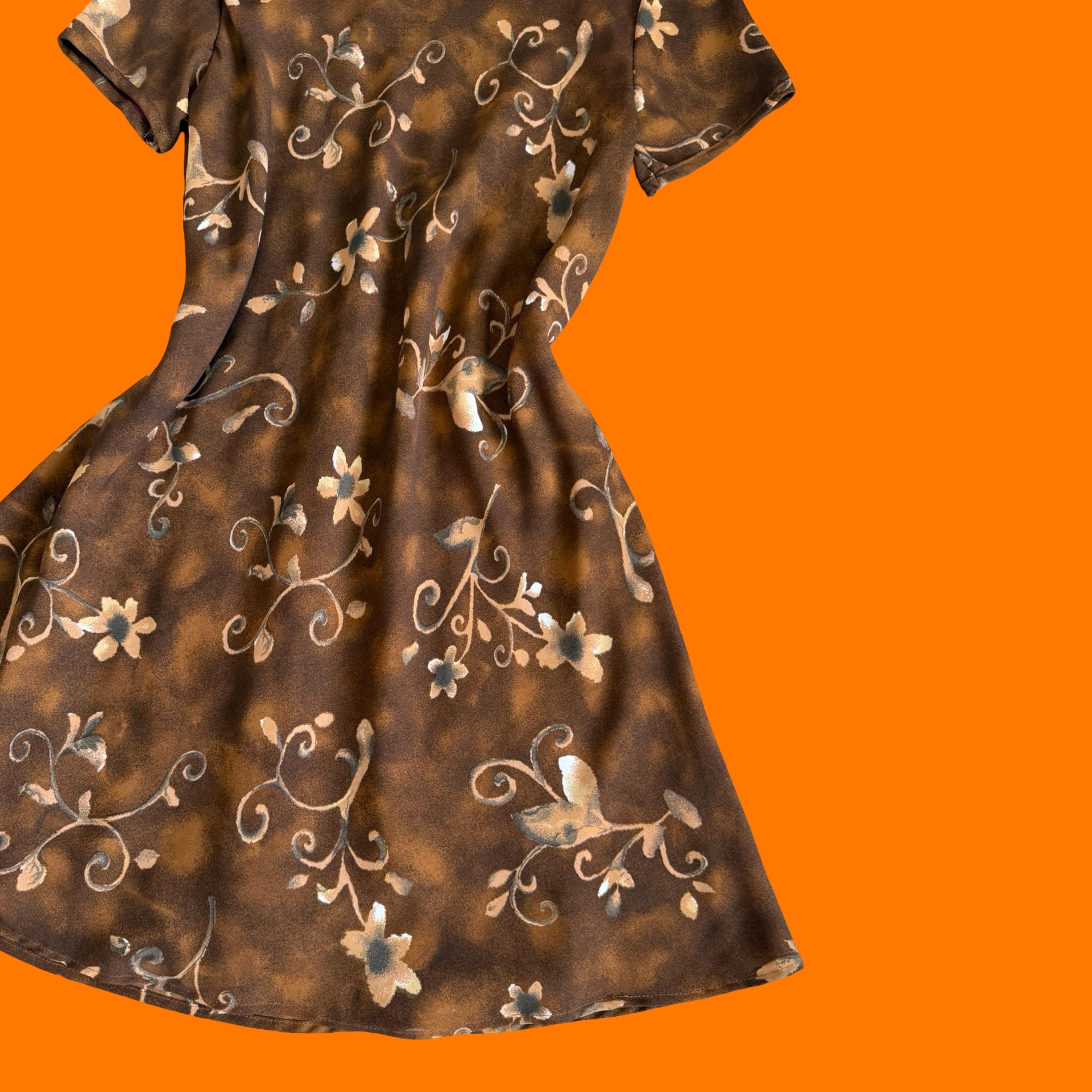 blue dress for baby girl Print Satin Wrap Bodycon Dress, Brown Floral – Jolie Moi Retail main image 1