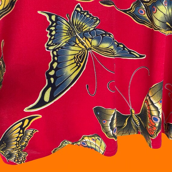 90's vintage red slinky butterfly print sleeveles… - image 4