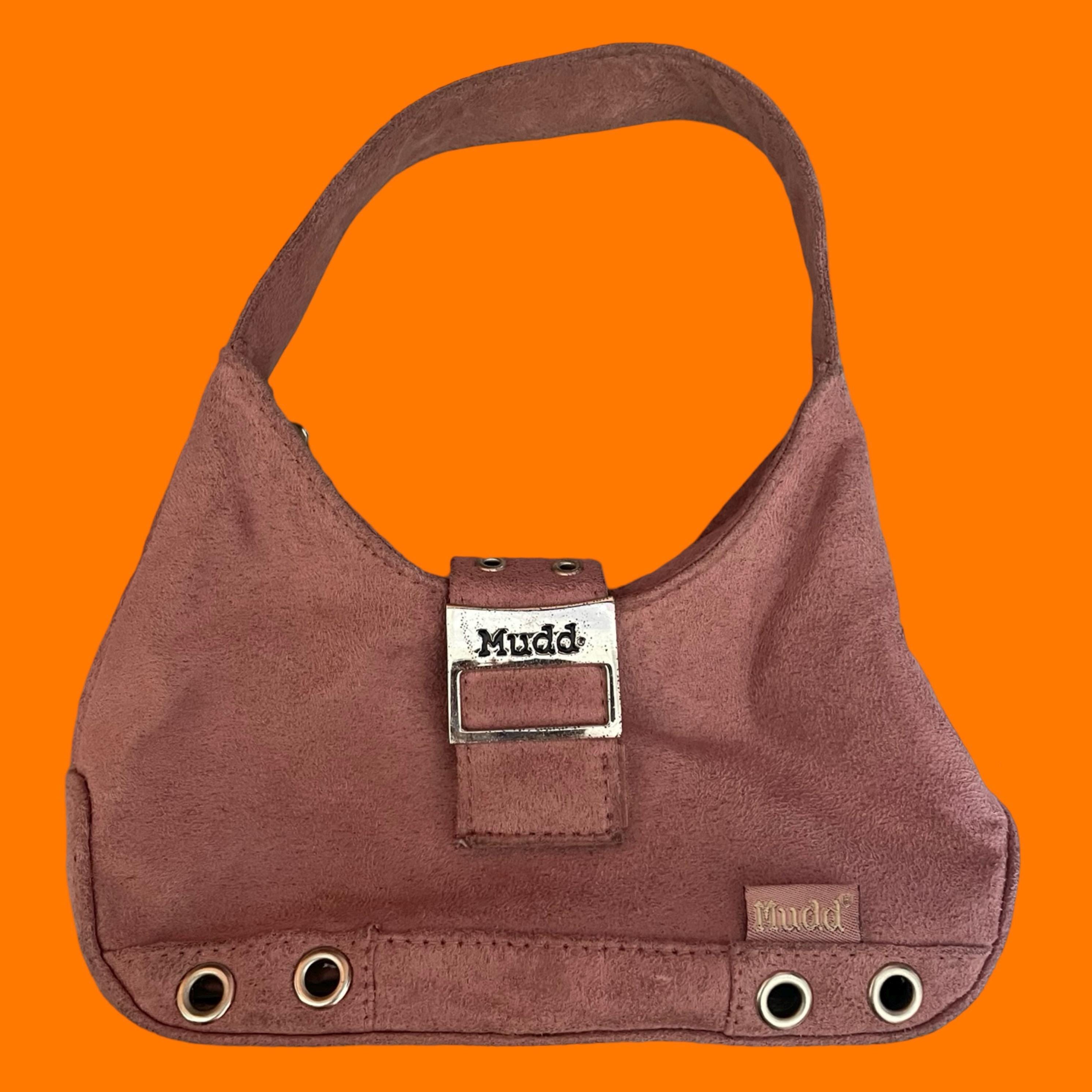 00's vintage mauve faux suede y2k mini shoulder bag MUDD 8.5" x 2.5" x 6.5"