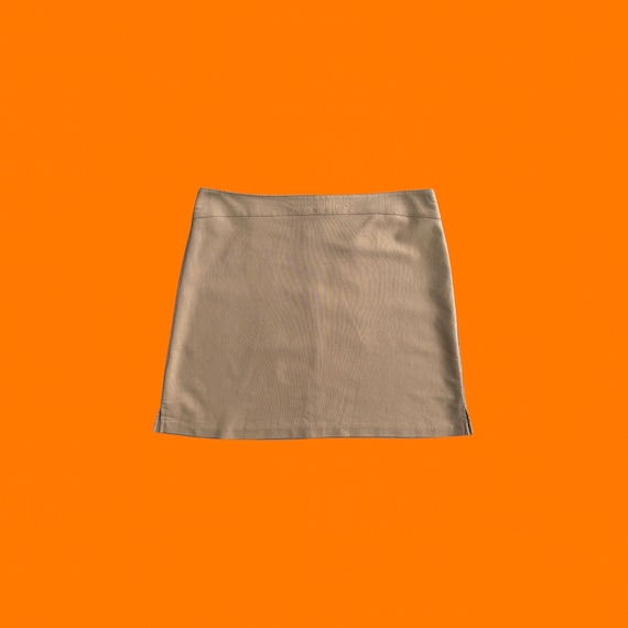 90's 00's vintage tan bodycon y2k mini skirt LARG… - image 1