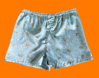 90's 00's vintage satin teddy bear celestial y2k pajama shorts SMALL