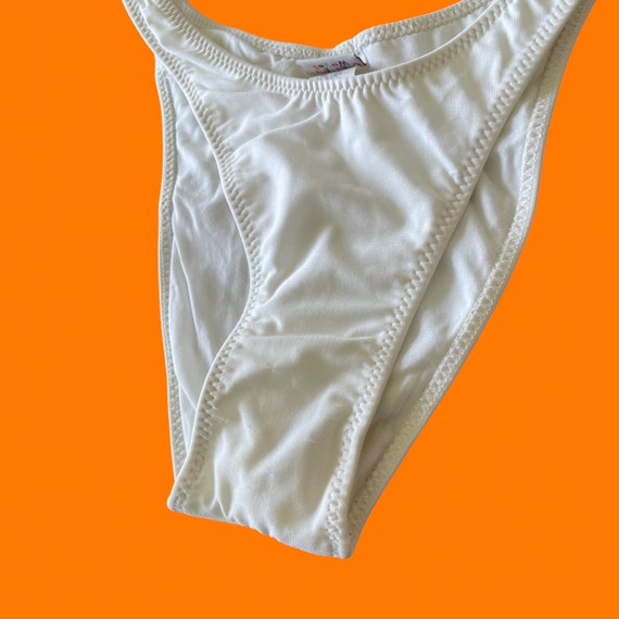 90's vintage white hi cut high leg bikini bottoms… - image 3