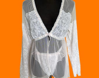 Jaren 90-00 vintage rozet bloemenkant Y2K lingerieset L Claire Pettibone NWT