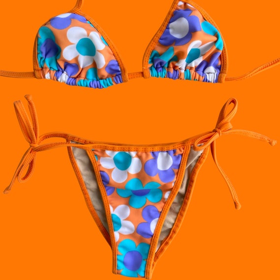 90's vintage groovy orange blue and purple retro … - image 3