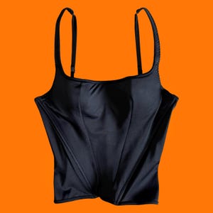 Bustier corsé Y2K de satén negro vintage de los años 00, talla pequeña, talla mediana, Victoria&#39;s Secret