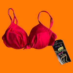 90&#39;s vintage vibrant red padded push up bikini top SMALL *deadstock*